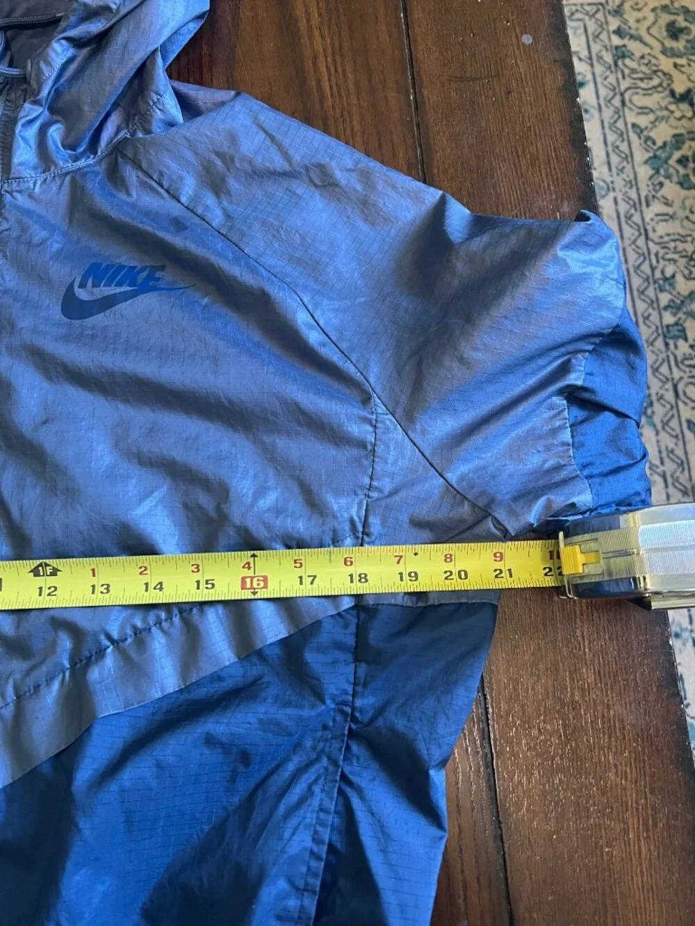 Nike Blue Windbreaker Jacket Windrunner Rain Vented Full Zip Activewear Medium - Picture 10 of 11